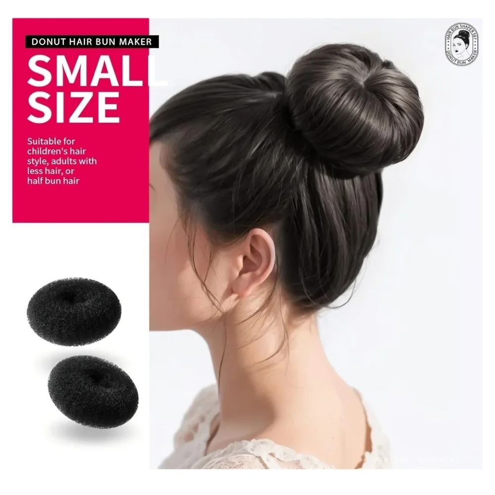 NEW Black Hair Donut Bun Maker Set